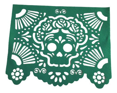 Mini Mantel Fieltro Efec Papel Picado Mod Calavera Floral 6p