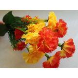 Ramo Bouquet De Flores Artificial Clavel Naranja Amarillo