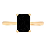 Anillo 2 Quilates Talla Esmeralda Brillante Con Solitario On