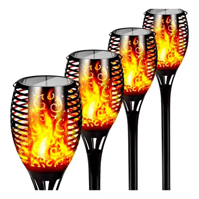 2 Lamparas Solares Rgb Tipo Antorcha Para Jardin Estructura Negro | Envío gratis