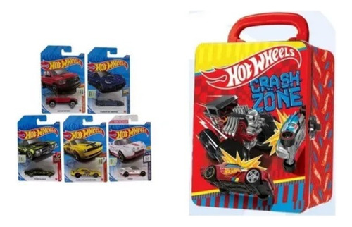 Hot Wheels Valija De Metal Guarda Autos + 5 Autos Original