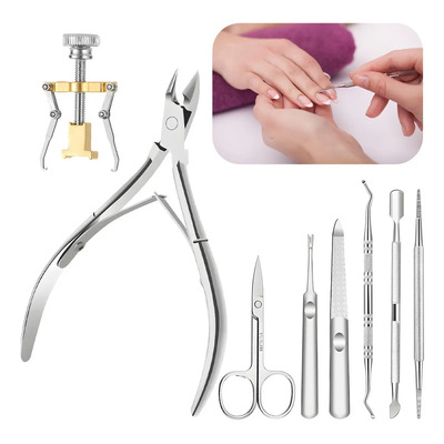 Kit Podólogo Alicate,pinza ,guiadores,cucharilla Manicura Set 8 en 1 Manicura y Pedicura Profesional de pedicura profesional de acero inoxidable tijeras para uñas pulidor para pies para podologos | Meses sin interés