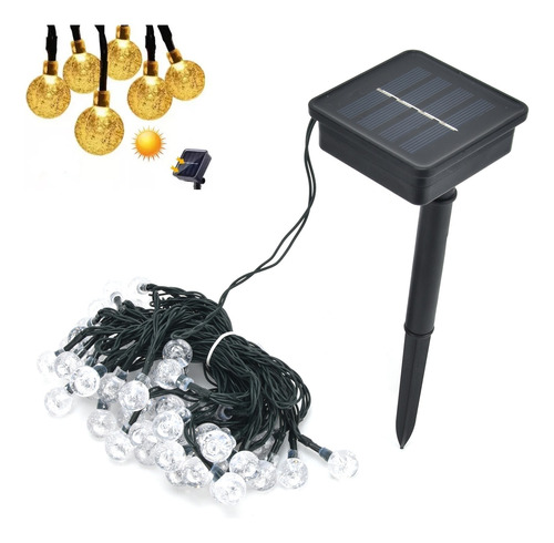 Guirnalda De Luces Solar 10m 50 Foco Exterior Jardin 8 Modos