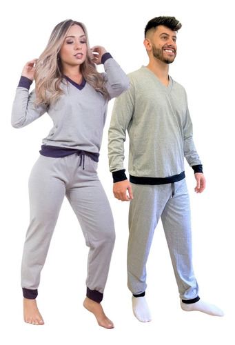 Kit Pijama De Malha - Masculino E Feminino/inverno/algodão