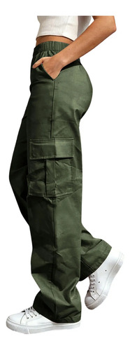 Pantalones Tipo Cargo De Pierna Recta Para Mujer De Primera