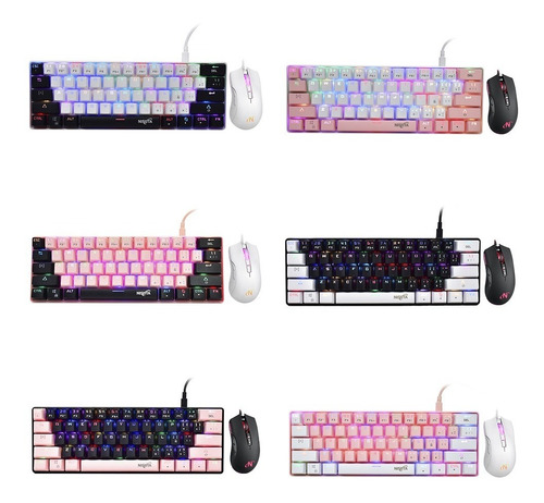 Kit Gamer Teclado Mec 60% Glow Up Custom Y Mouse Pixart 3325