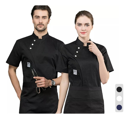 Camisa De Manga Corta, Uniforme De Chef, Algodón