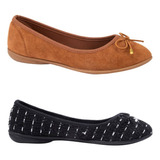 Duo De Zapatos Tipo Ballerina Flats Confort Punta Redonda