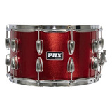 Caixa Bateria Phx Vermelho 14x8 Madeira Cromado Pele Cristal