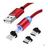 Cable Usb Magnético Carga 3 En 1 Burdeo S Ap13