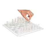 Juego De Mesa Ajedrez De Vidrio Solido Ideal Regalo Fino