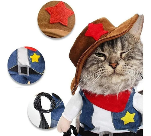 Disfraz Para Perrito O Gato Ropa De Vaqueros Cosplay 