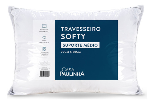 Travesseiro Softy Médio 70x50 Baixo Macio Super Confortável