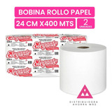 Bobina Toalla Papel 24cm X 400mts Elegante En Rollo Pack X2