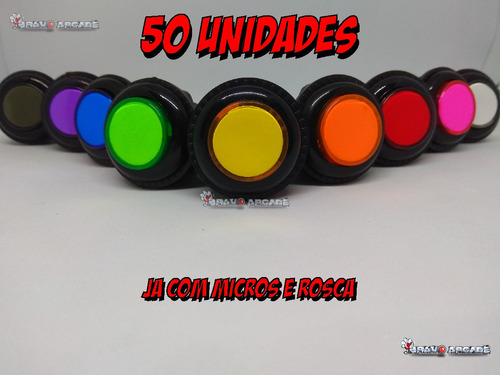 Kit Arcade Fliperama 50 Botões De Acrilico Com Micros Black