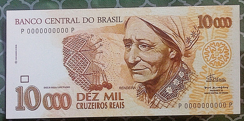 Cédula Rendeira 10 Mil Cruzeiros Reais.