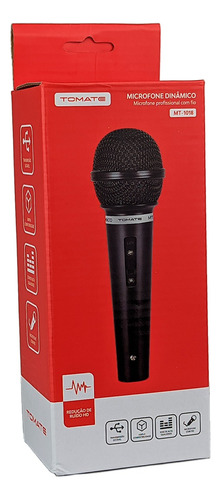 Microfone Dinâmico Karaokê Para Caixa De Som Profissional Cor Preto