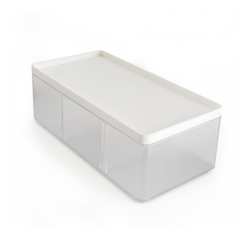 Caja Apilable Con Tapa Organizadora De Plástico 3 Divisores