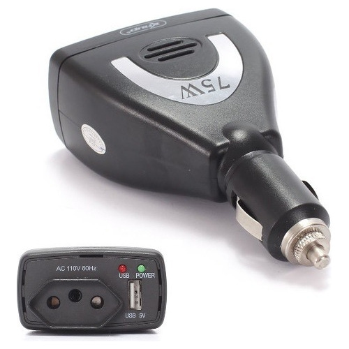 Tomada Para Carro Inversor 12v 110v 75w Tensao Usb Carregado