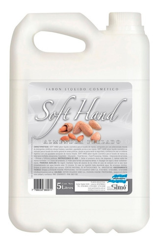 Soft Hands Jabon De Manos 5 L Shampoo Liquido Bidon Fragancia De Almendras