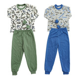 Kit 2 Pijamas De Inverno Infantil Menino Moletinho 0-4 Anos