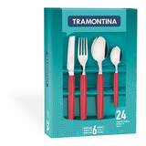 Tramontina Juego De Cubiertos Munique 24 Piezas Rojos