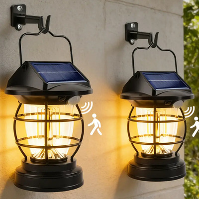 Lámpara Solar Pared Exterior Negro 2pcs LED Sensor Movimiento Farol Decorativos Exterior Jardín Lamparas Solares Focos | Envío gratis