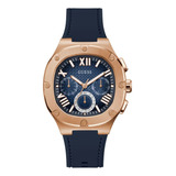 Reloj Guess Hombre Caballero Formal Analógico De Lujo 3 Color De La Correa Azul Oscuro Color Del Bisel Dorado Color Del Fondo Azul