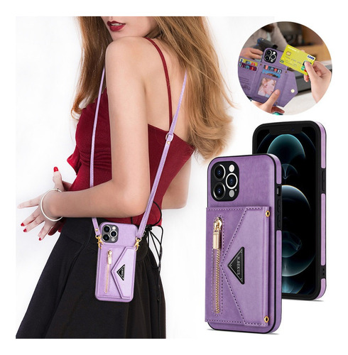 Funda De Cuero Para iPhone Carcasa Mujer De Bolsa De Hombro