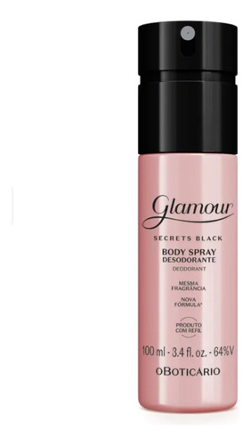 Glamour Secrets Black Body Spray 100ml O Boticário 