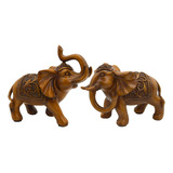 Figura Decorativa Pareja Elefantes Estatua Resina Jf7249