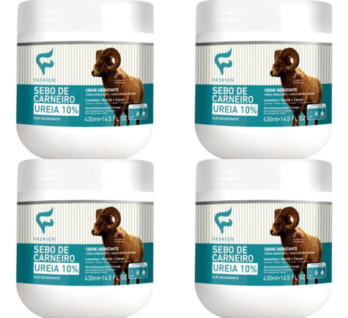  Kit 4 Creme Pés E Mãos Sebo De Carneiro Ureia 10% Rachaduras