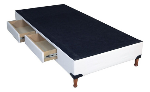 Box Somier 1 1/2 Base Sommier 100x200 Cama Con 2 Cajones Eco Color Blanco