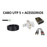 Cabo 100m 4 Pares Cat5e, 40 Rj45, Balun E Fonte 10a Cr1r4bf1