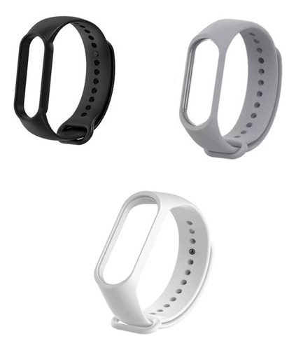 Combo De 3 Mallas Para Mi Band 5 Color Negro + Gris + Blanco