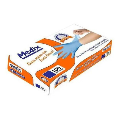 Luvas Nitrílicas Antiderrapantes Medix Azul Tamanho G Sem Pó 100 Unidades