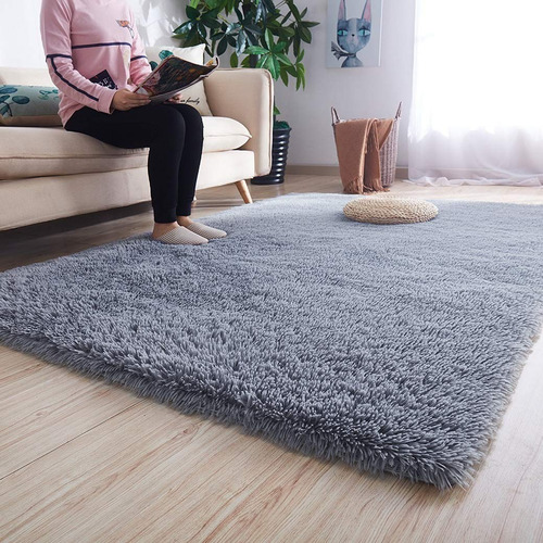 Tapete Alfombra Para Sala Peluche Gris 1.2 X 1.6 Mt. Oferta!