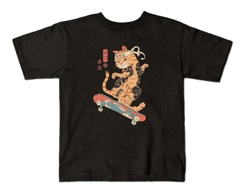 Playera Camiseta Estilo Japones Gato Ukiyo Skatana Skate 
