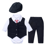 Traje Para Niño, Ropa Formal Para Bebé Con Lazo, Sombrero