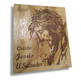 Cuadro Con Imagen Religiosa, Grabado Láser En Madera 26.5x22