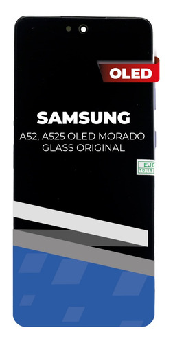 Lcd Para Samsung A52 Oled Con Marco Morado Glass Reducido