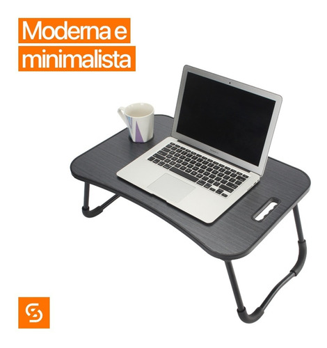 Mesa Portátil Para Estudar E Trabalhar Desktable Cor Preto