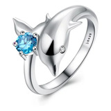 Anillo Delfin Ajustable Plata 925 Turquesa Joya Mujer Regalo