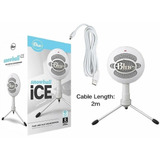 Micrófono Blue Snowball Ice Condensador Cardioide Color Blanco