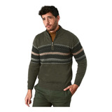  Sweater Hombre Con Jacquard Y Cierre En Cuello Art.  418