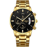 Relógio Masculino Aço Inoxidável Nibosi 2309 Dourado C/ N F