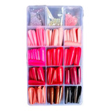 288 Unhas Postiças Tips Coloridas + Pedras Decoração