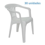 Kit 30 Cadeiras Plastica Monobloco Com Bracos Atalaia Branca