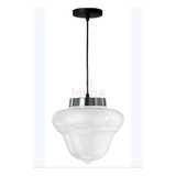 Lampara Colgante Cromo Vidrio Blanco Moderno 25 Cm