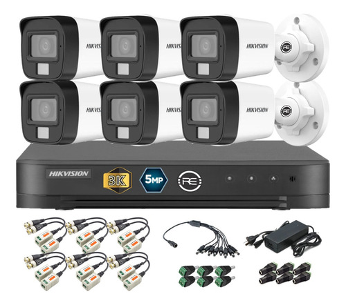 Kit Seguridad Hikvision Dvr + 6 Camaras Dual Light 5mp Audio